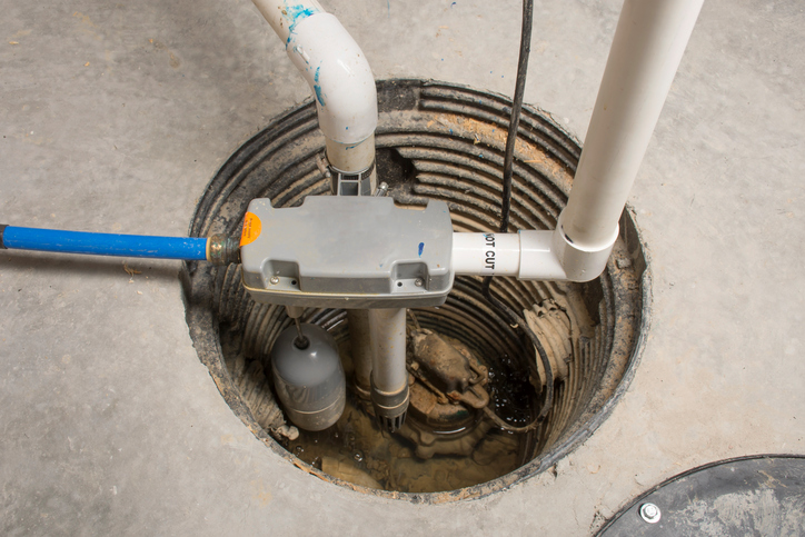 %Imagetitle% | Sal'S Heating &Amp; Cooling, Plumbing &Amp; Sewer A sump pump installed in a basement of a home with a water powered backup system.