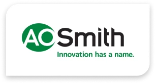 A. O. Smith logo with the slogan “Innovation has a name” in green and black text on a white background.