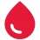 A simple red droplet icon with a white outline and a curved black line inside, on a black background.